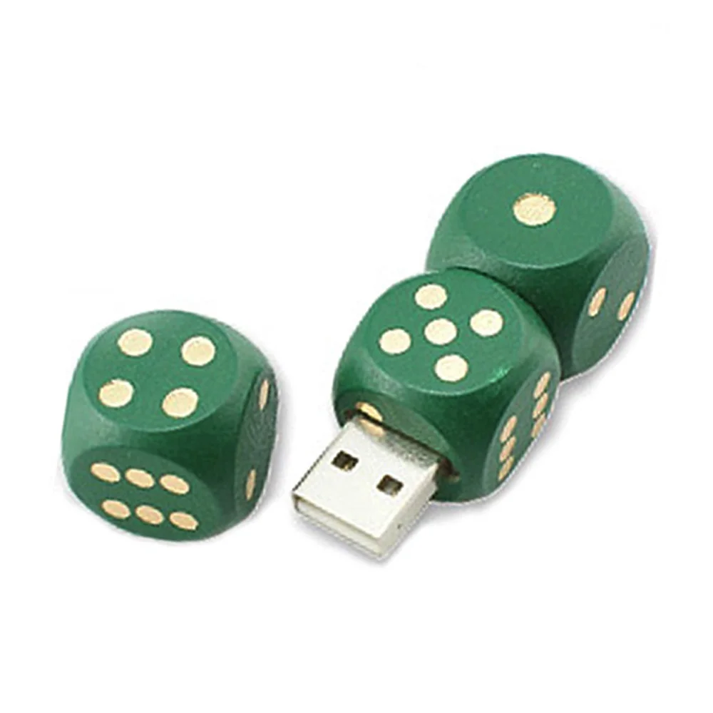 Флешка Деревянная Игральные кости Dice F34 зеленая 32 Гб - фото 2