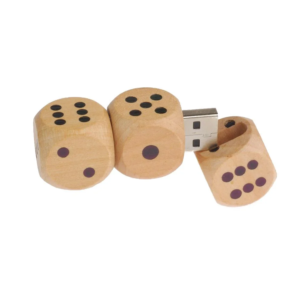 Флешка Деревянная Игральные кости Dice F34 бежевая 256 Гб - фото 2