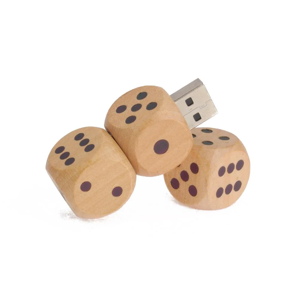 Флешка Деревянная Игральные кости Dice F34 бежевая 2 Гб