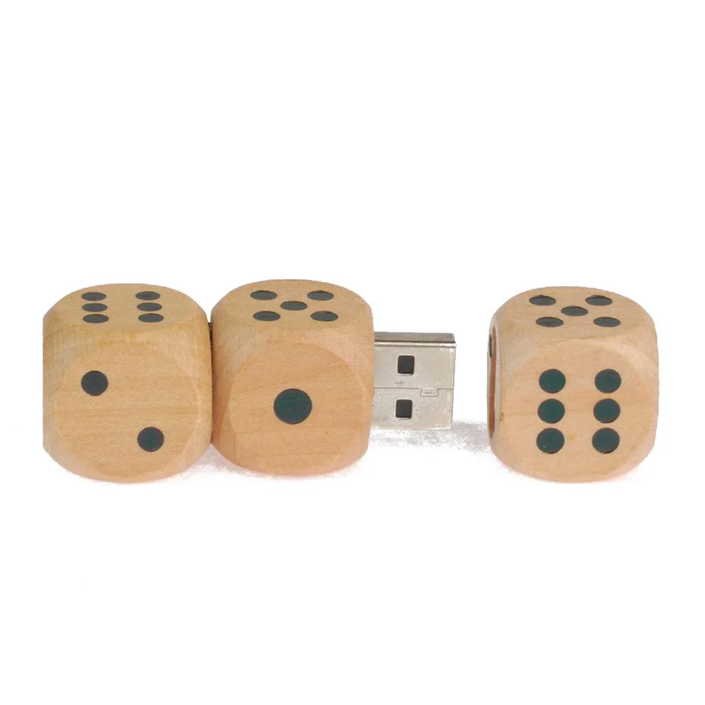 Флешка Деревянная Игральные кости Dice F34 бежевая 2 Гб - фото 5