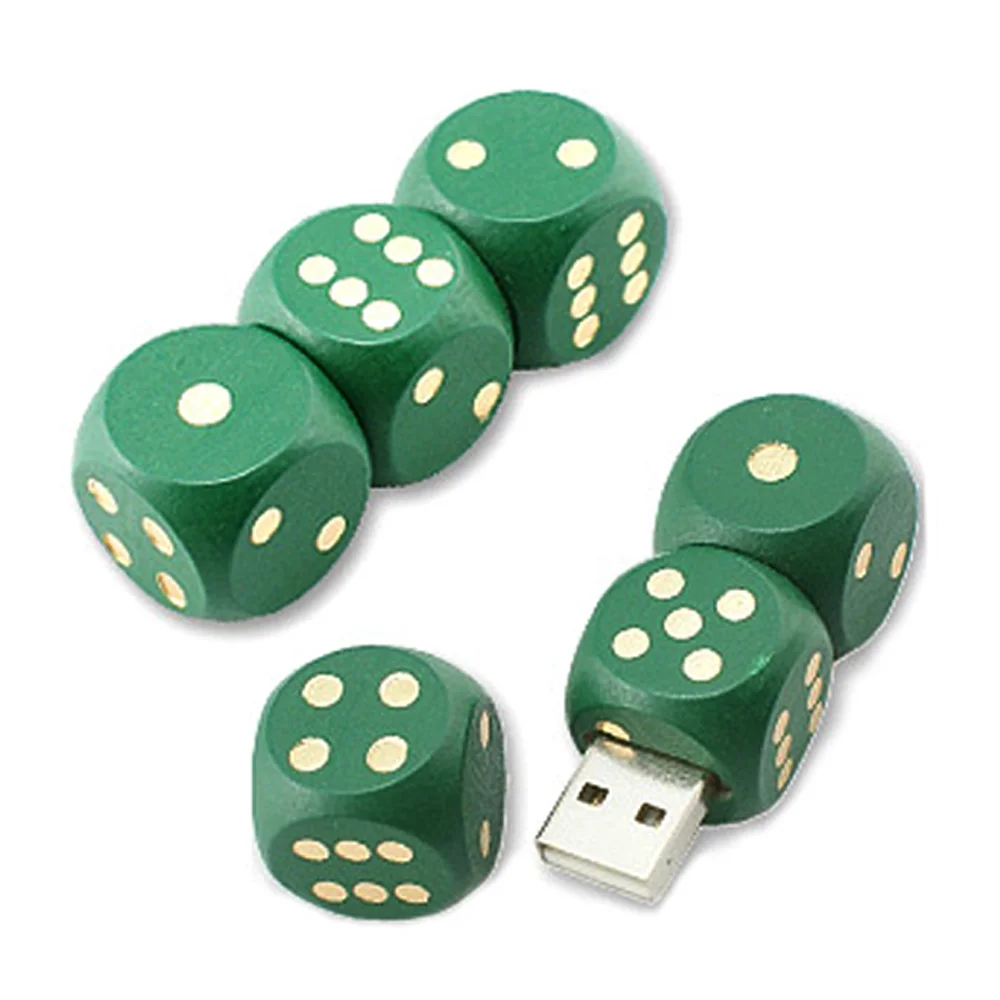 Флешка Деревянная Игральные кости Dice F34 зеленая 512 Гб - фото 4