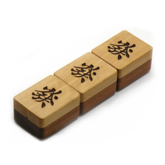Флешка Деревянная Маджонг Mahjong Wood F43 бежевая 16 Гб - фото 2