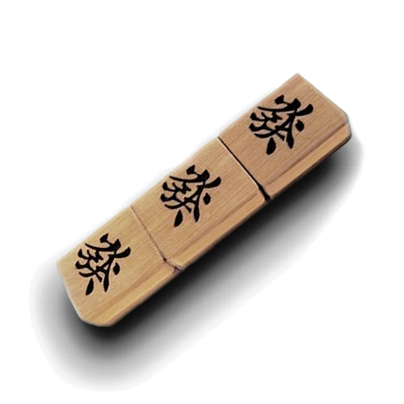 Флешка Деревянная Маджонг Mahjong Wood F43 бежевая 2 Гб - фото 5