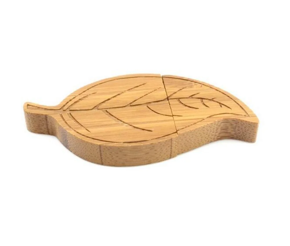 Флешка Деревянная Листок Leaf Wood F48 бежевый 4 Гб - фото 2