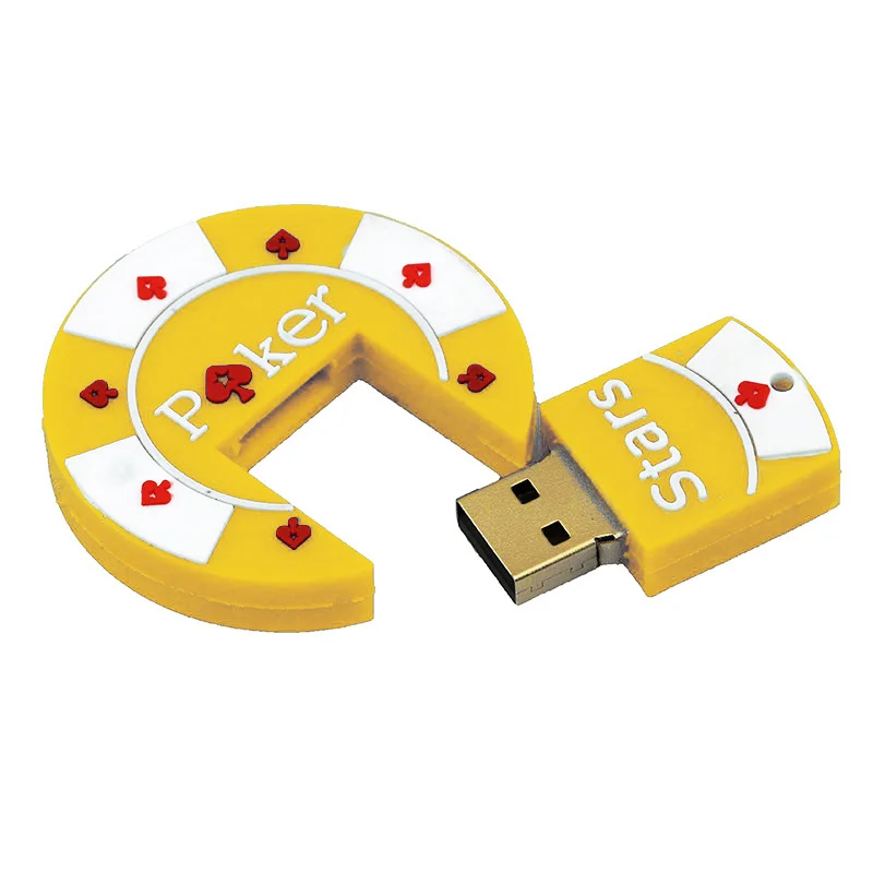 Флешка Резиновая Фишка Poker Stars Q53 желтый 8 Гб - фото 1