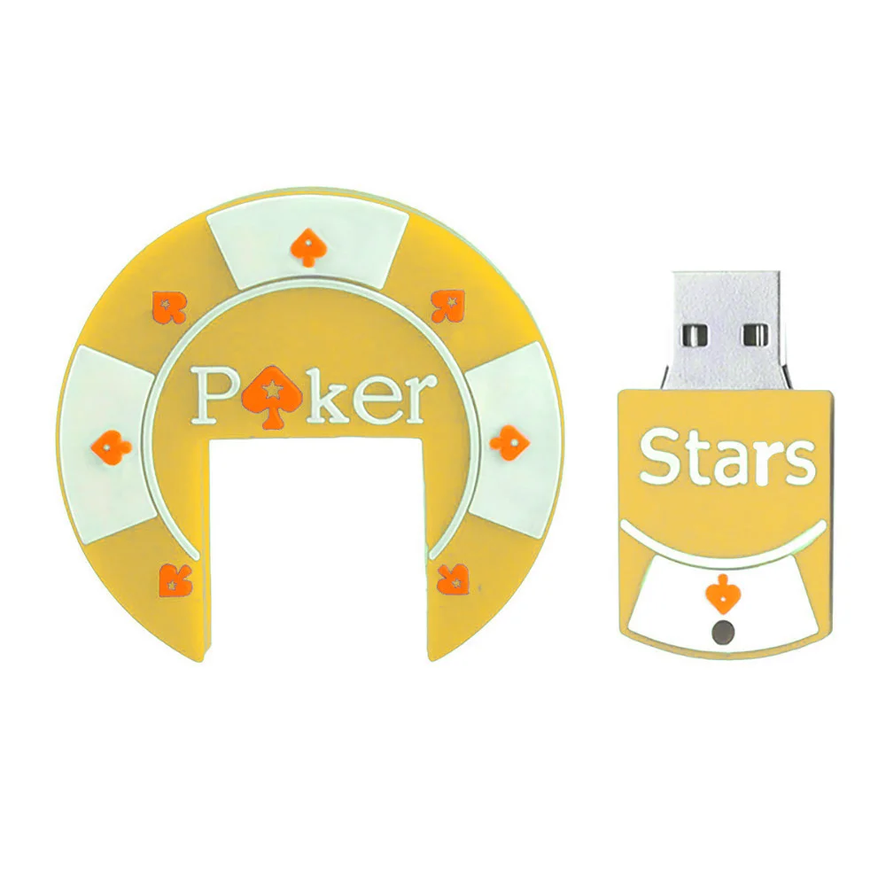 Флешка Резиновая Фишка Poker Stars Q53 желтый 8 Гб - фото 6