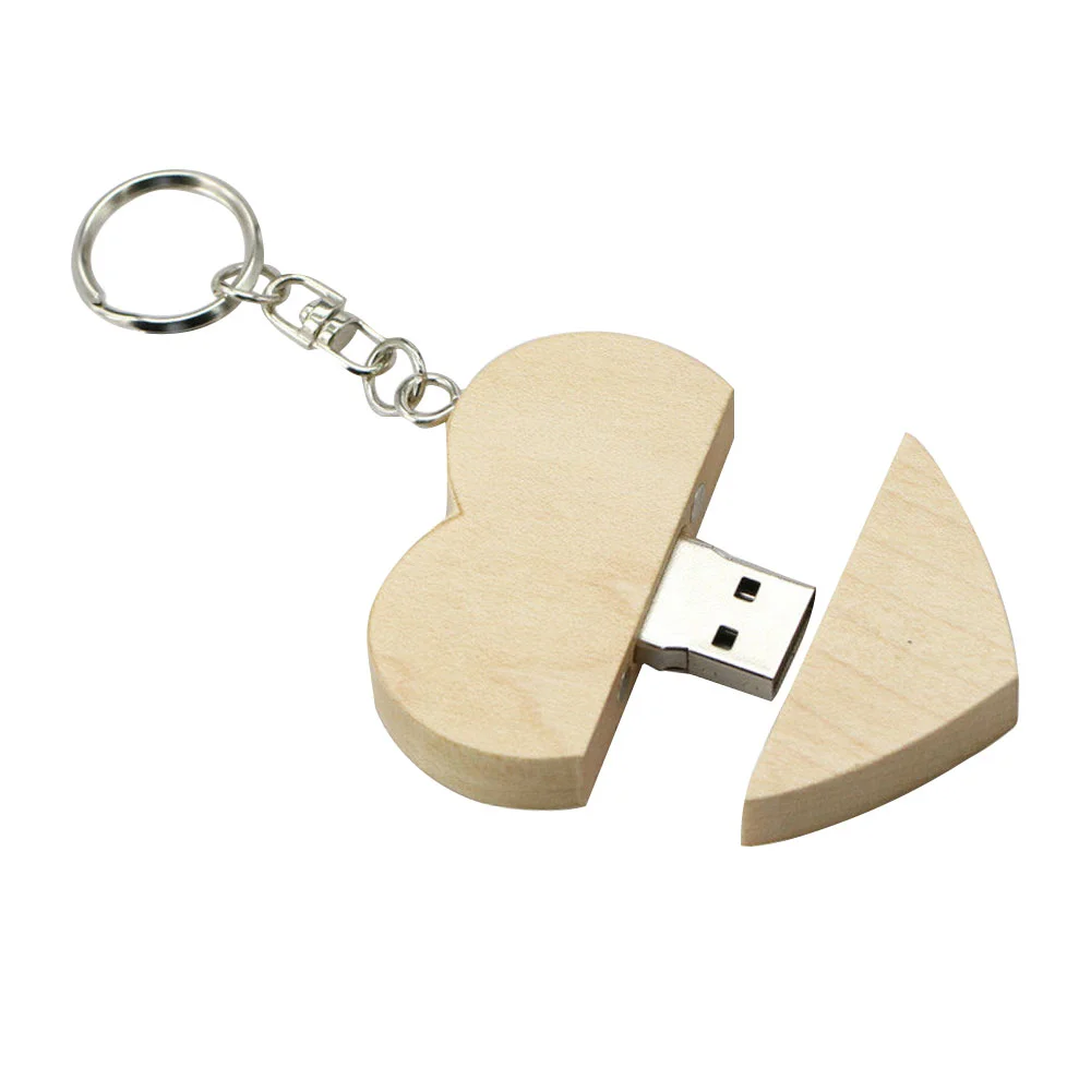 Флешка Деревянная Сердце Heart Wood F66 бежевый 2 Гб - фото 6