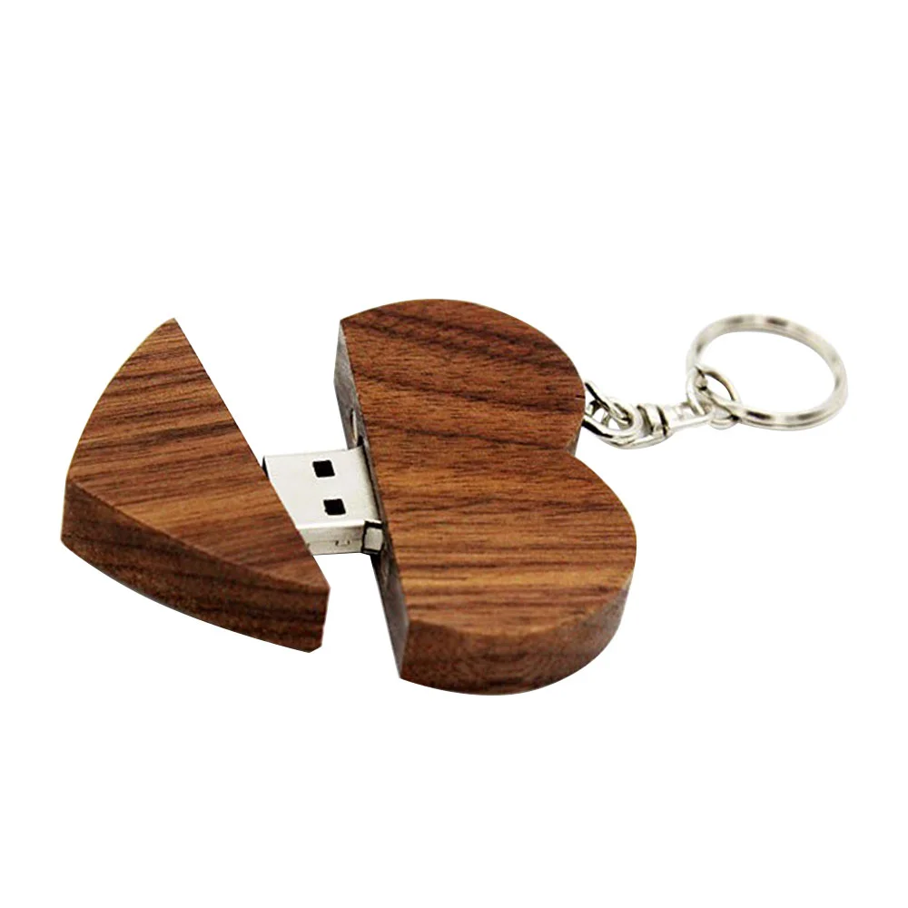 Флешка Деревянная Сердце Heart Wood F66 коричневый 128 Гб - фото 3