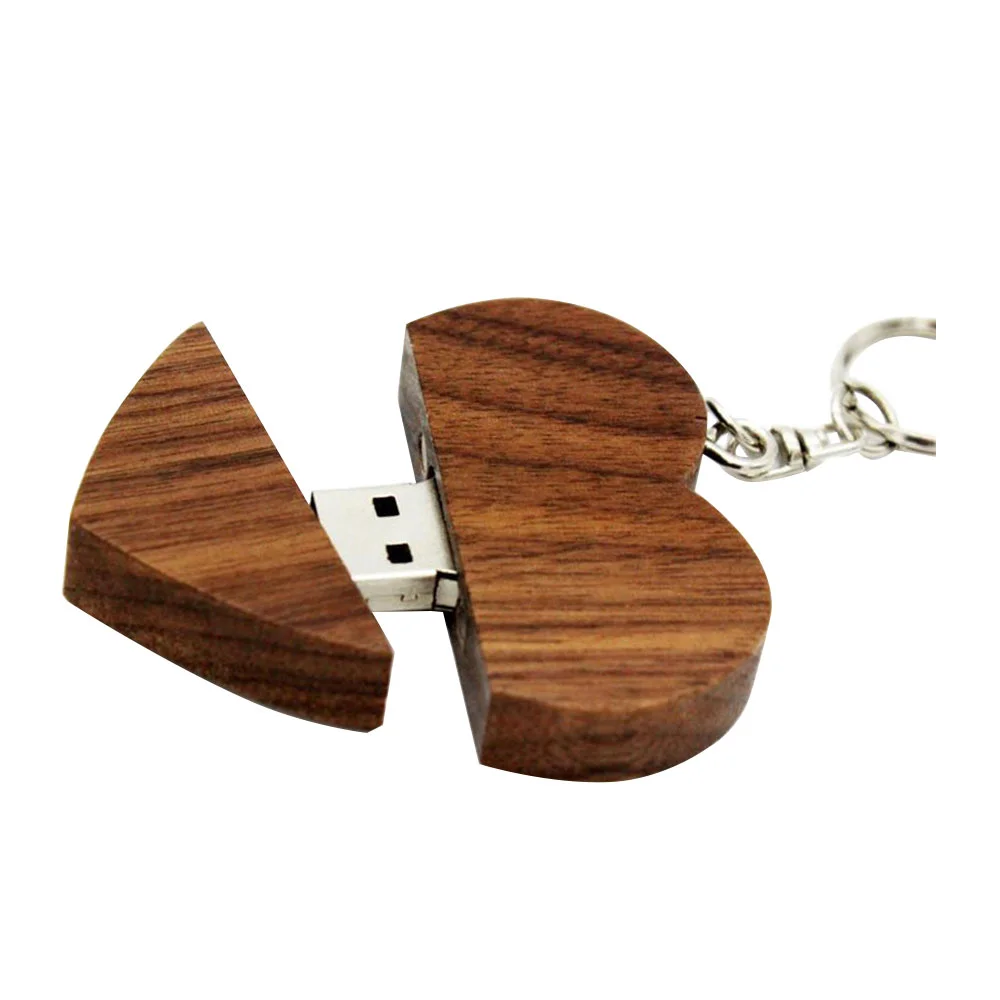 Флешка Деревянная Сердце Heart Wood F66 коричневый 2 Гб - фото 4