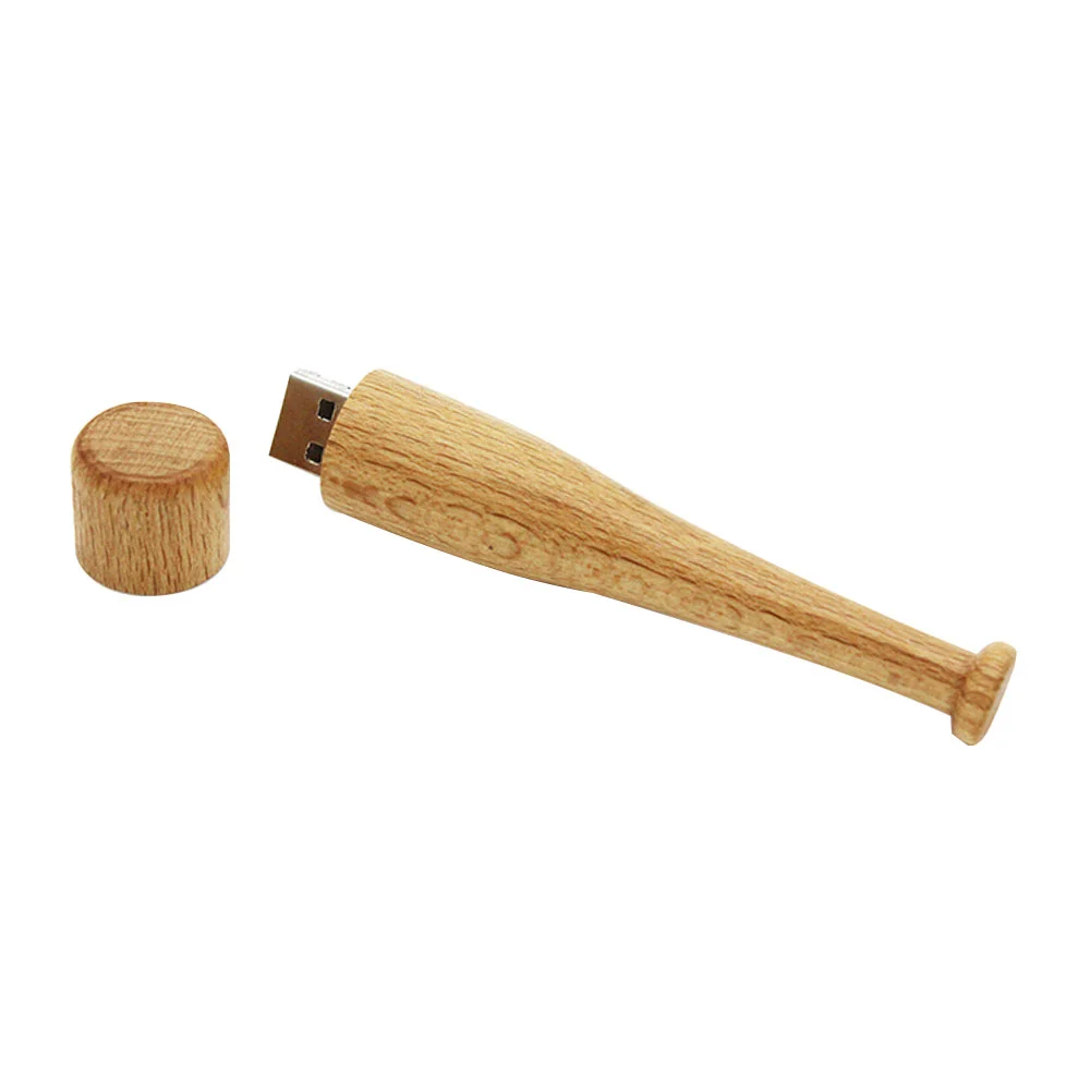 Флешка Деревянная Бейсбольная Бита Baseball Bat F68 бежевый 2 Гб - фото 9