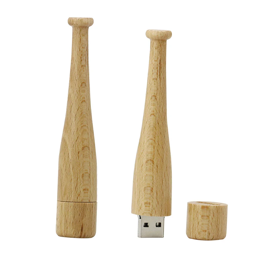 Флешка Деревянная Бейсбольная Бита Baseball Bat F68 белый 128 Гб - фото 3