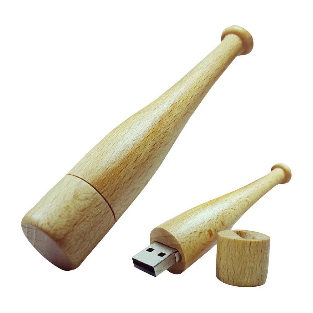 Флешка Деревянная Бейсбольная Бита Baseball Bat F68 белый 2 Гб - фото 7
