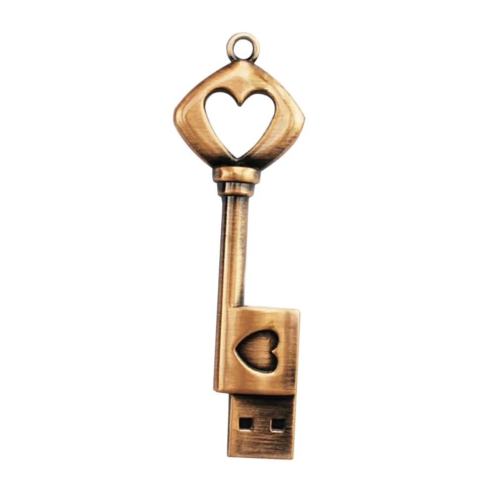 Флешка Металлический Ключ Ретро Retro Key Heart R81 бронзовый 2 Гб - фото 4