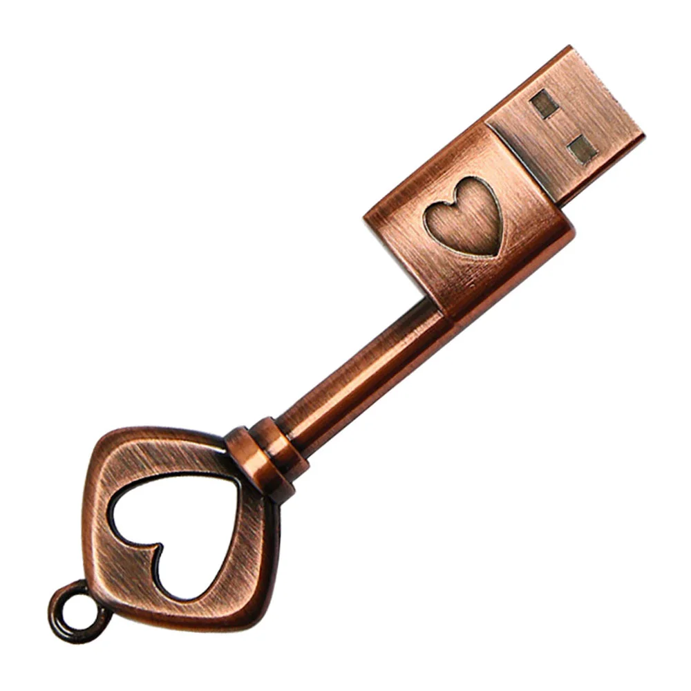 Флешка Металлический Ключ Ретро Retro Key Heart R81 бронзовый 128 Гб - фото 2