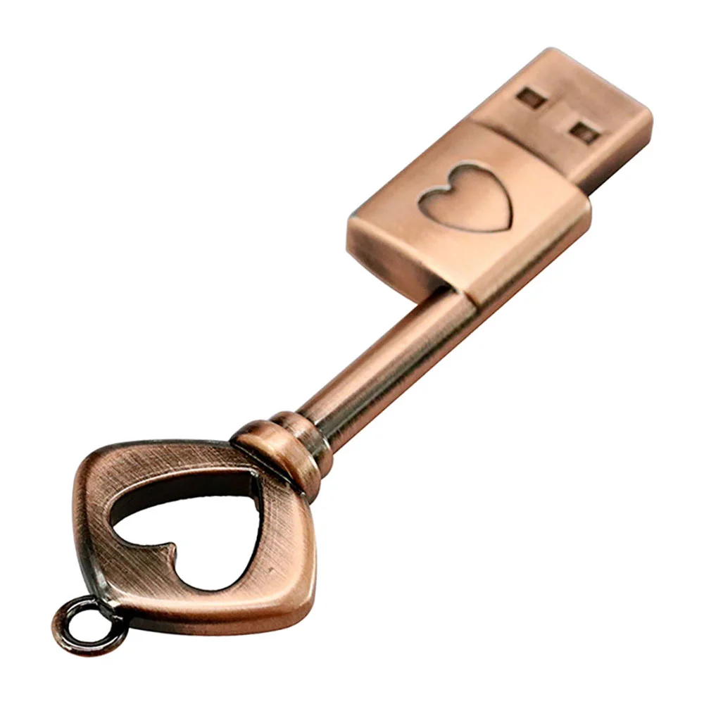 Флешка Металлический Ключ Ретро Retro Key Heart R81 бронзовый 128 Гб - фото 3