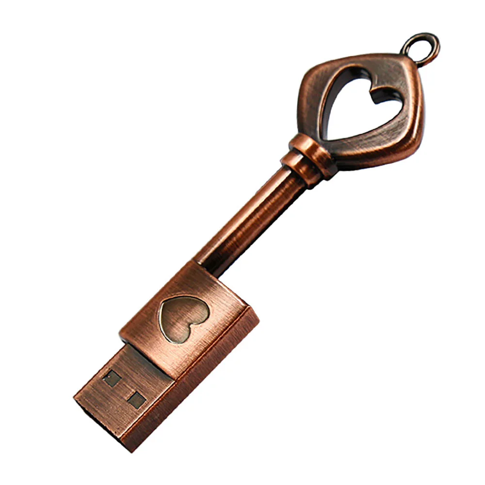 Флешка Металлический Ключ Ретро Retro Key Heart R81 бронзовый 512 Гб