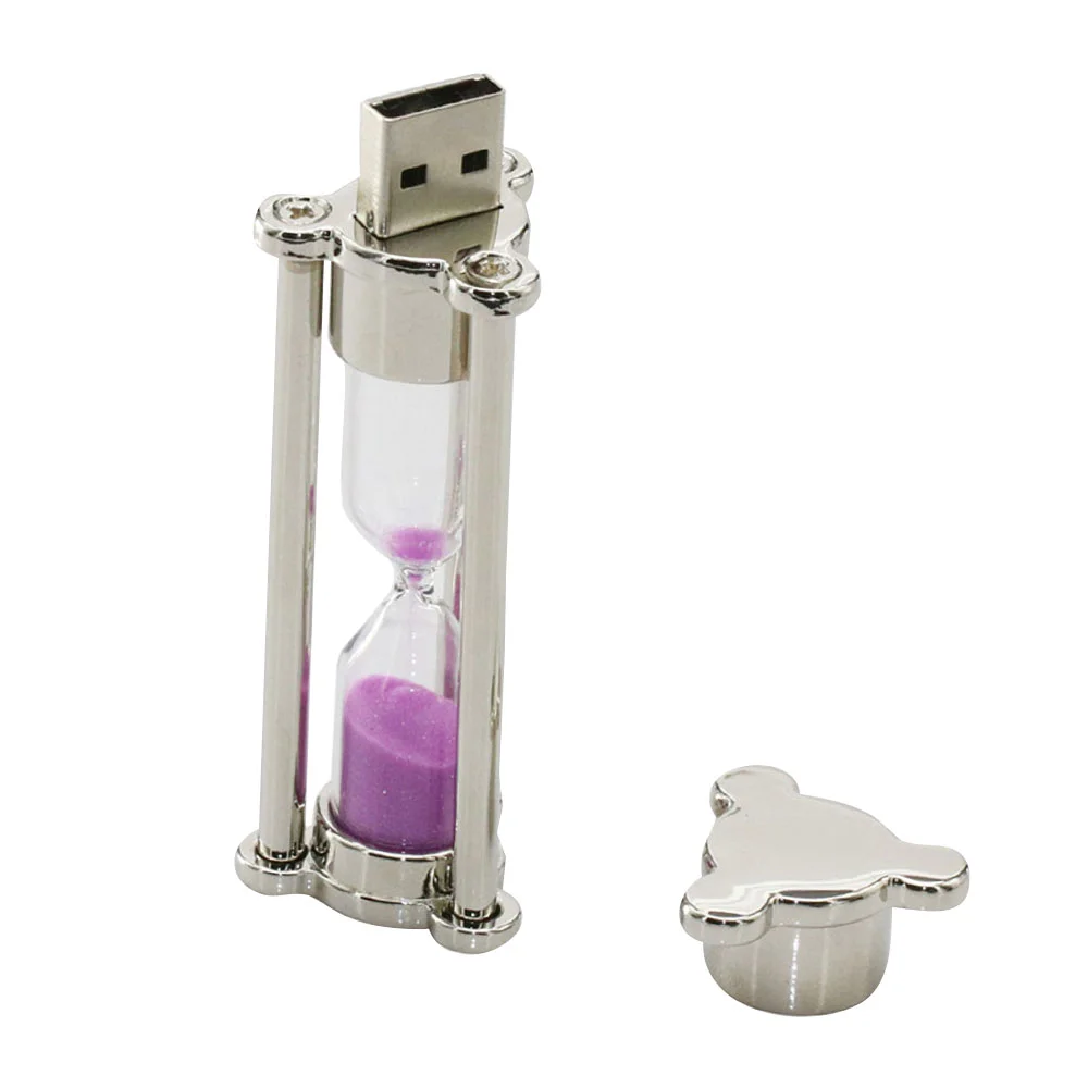 Флешка Стеклянные Песочные часы Hourglass W82 фиолетовый 4 Гб Серебристый - фото 3
