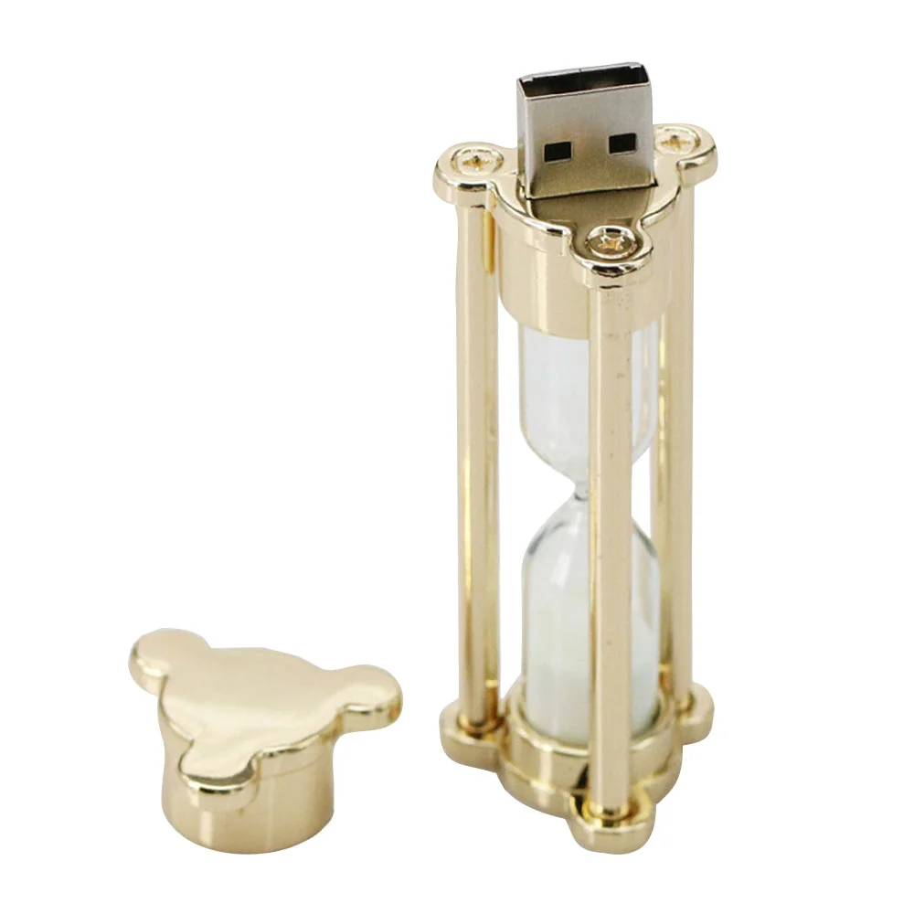 Флешка Стеклянные Песочные часы Hourglass W82 золотой / белый 256 Гб - фото 6