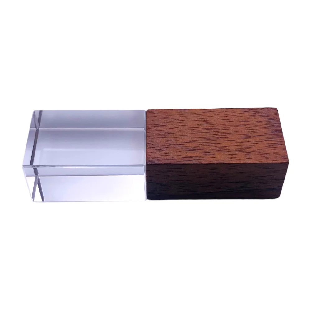 Флешка Стеклянная Кристалл Crystal Glass Wood W83 коричневый 4 Гб - фото 3