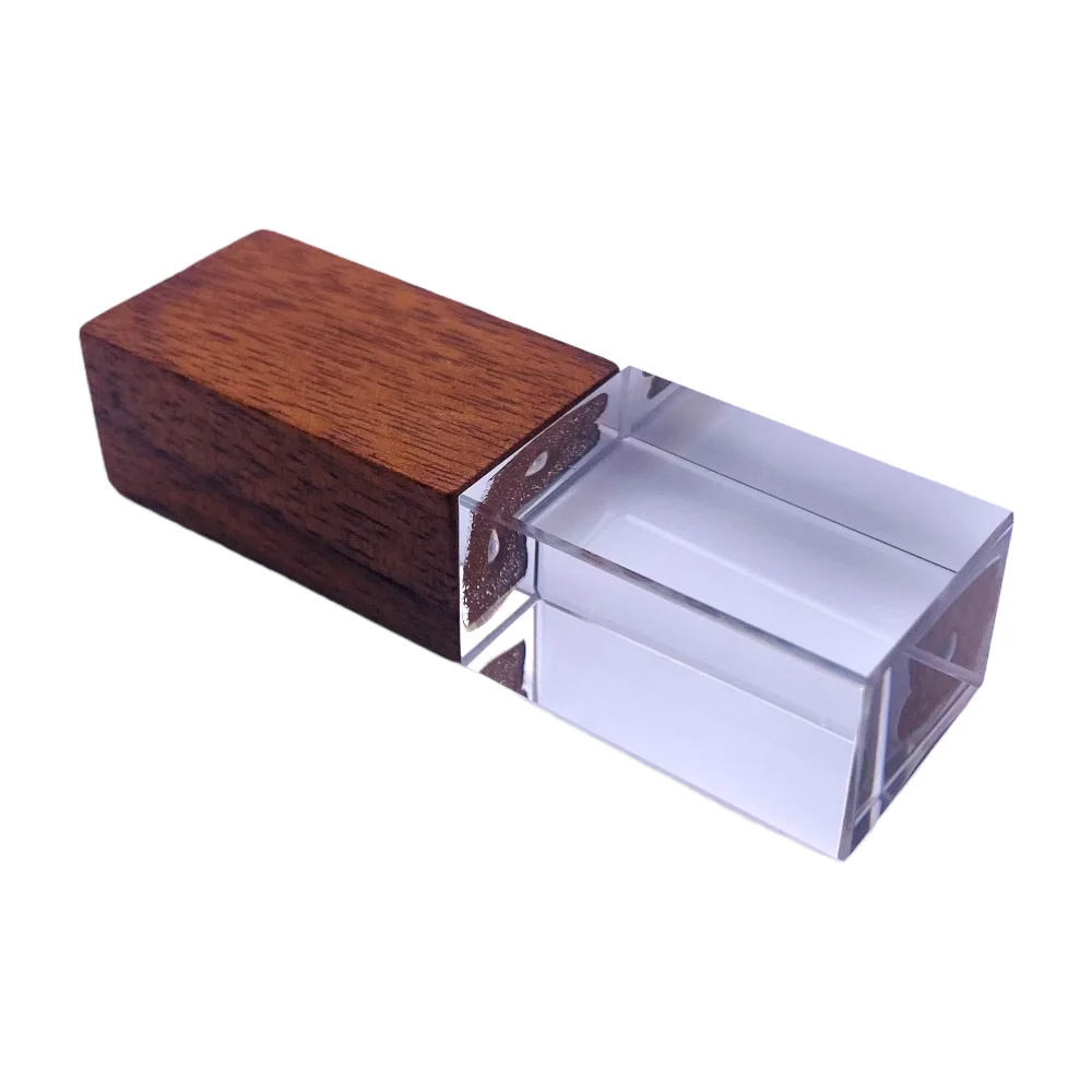Флешка Стеклянная Кристалл Crystal Glass Wood W83 коричневый 4 Гб - фото 4