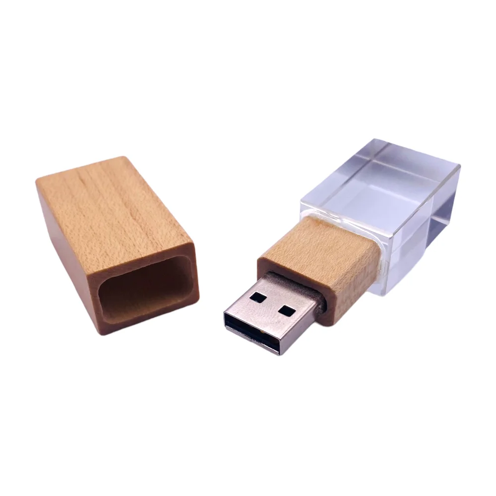 Флешка Стеклянная Кристалл Crystal Glass Wood W83 бежевый 64 Гб - фото 4