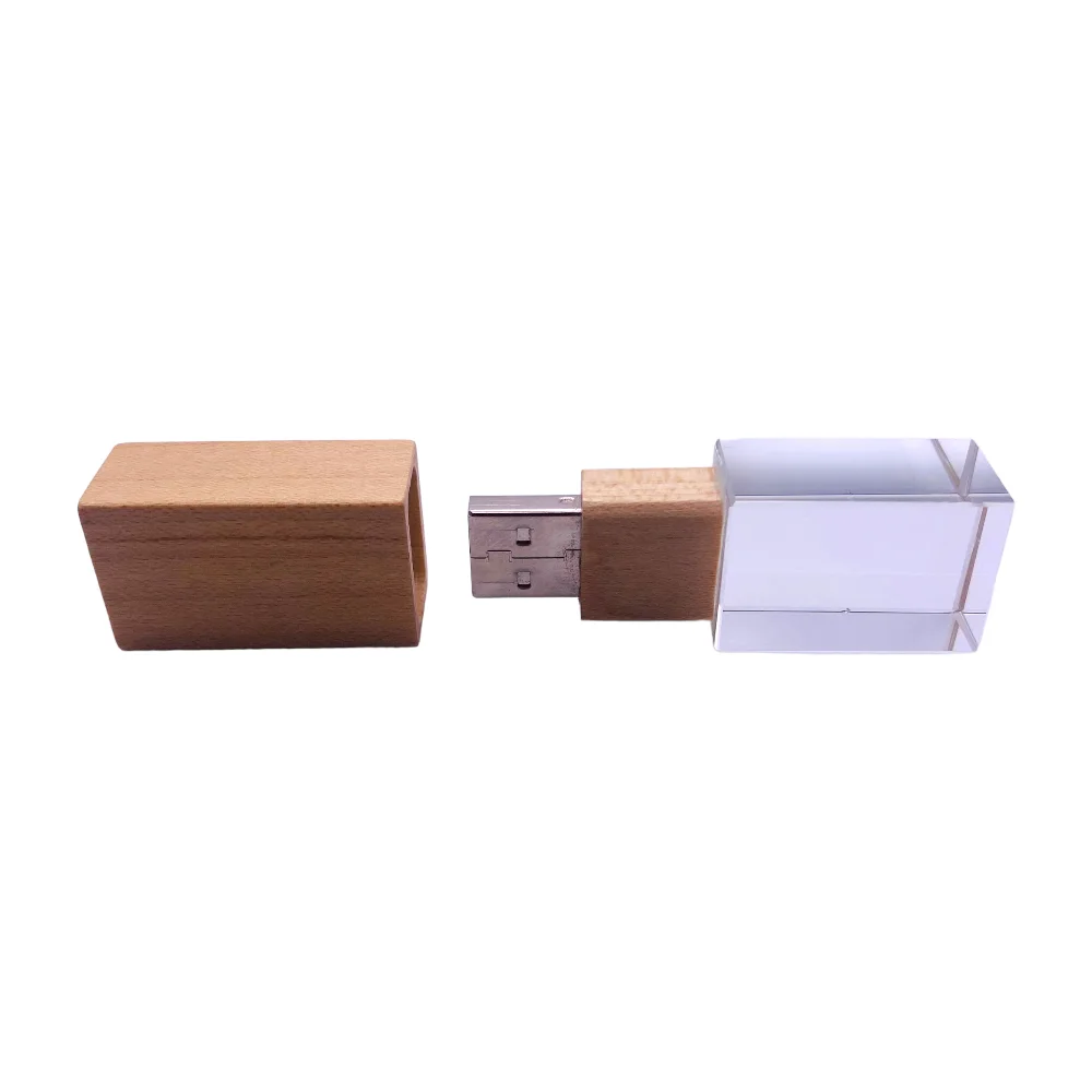 Флешка Стеклянная Кристалл Crystal Glass Wood W83 бежевый 64 Гб - фото 5