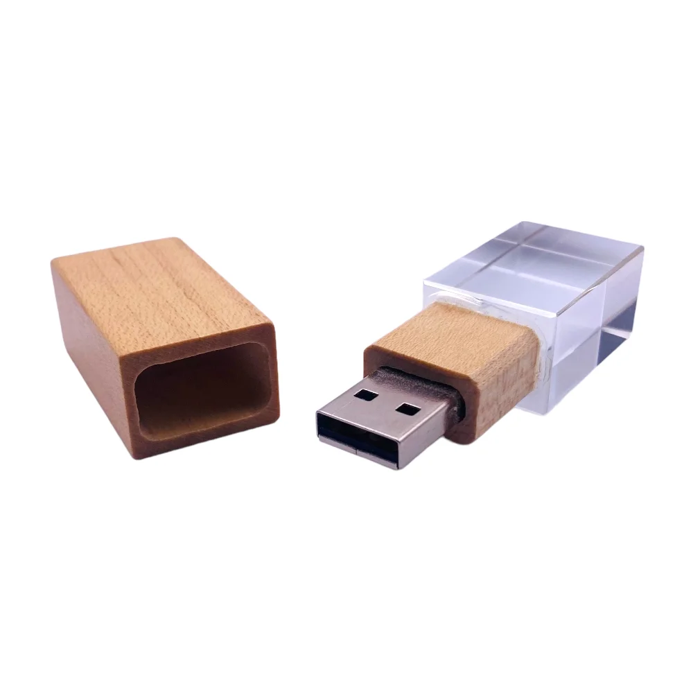 Флешка Стеклянная Кристалл Crystal Glass Wood W83 бежевый 128 Гб - фото 9