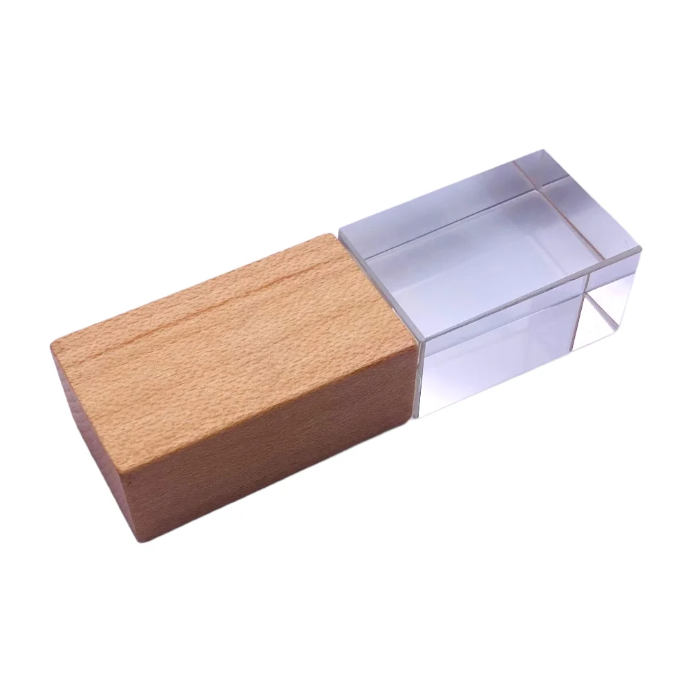 Флешка Стеклянная Кристалл Crystal Glass Wood W83 бежевый 512 Гб - фото 1