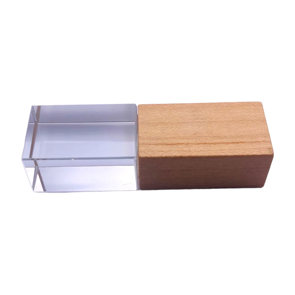Флешка Стеклянная Кристалл Crystal Glass Wood W83 бежевый 1 Гб - фото 2