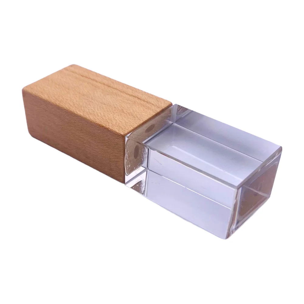 Флешка Стеклянная Кристалл Crystal Glass Wood W83 бежевый 1 Гб - фото 3
