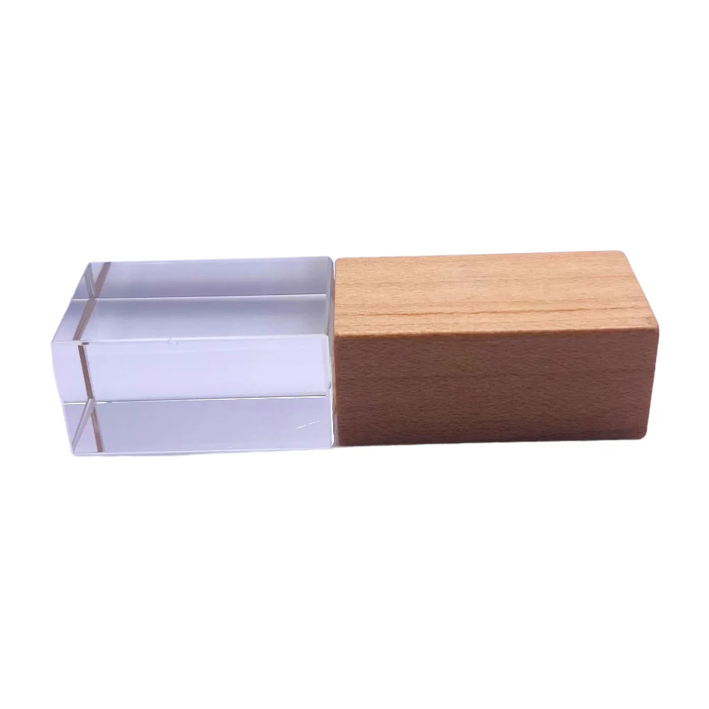 Флешка Стеклянная Кристалл Crystal Glass Wood W83 бежевый 2 Гб - фото 8