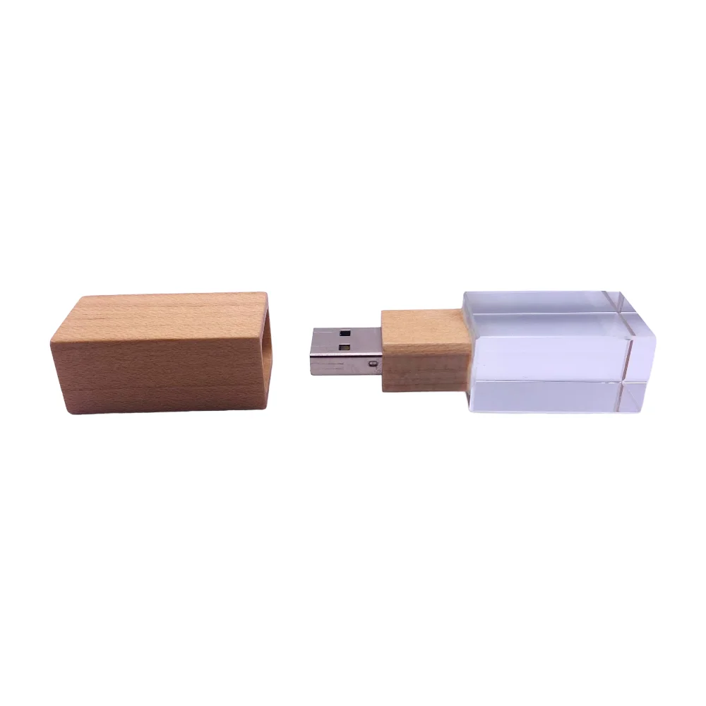 Флешка Стеклянная Кристалл Crystal Glass Wood W83 бежевый 8 Гб - фото 7
