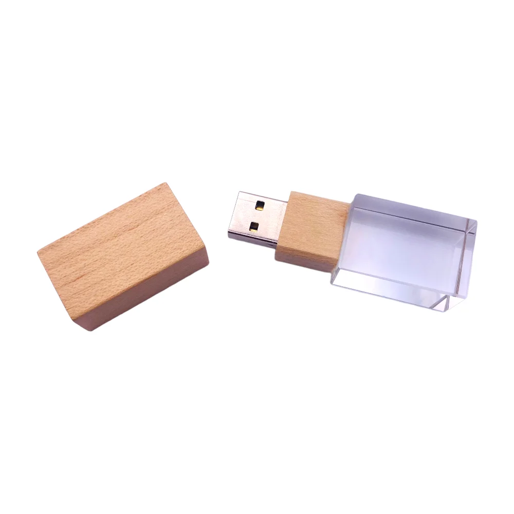 Флешка Стеклянная Кристалл Crystal Glass Wood W83 бежевый 32 Гб - фото 6