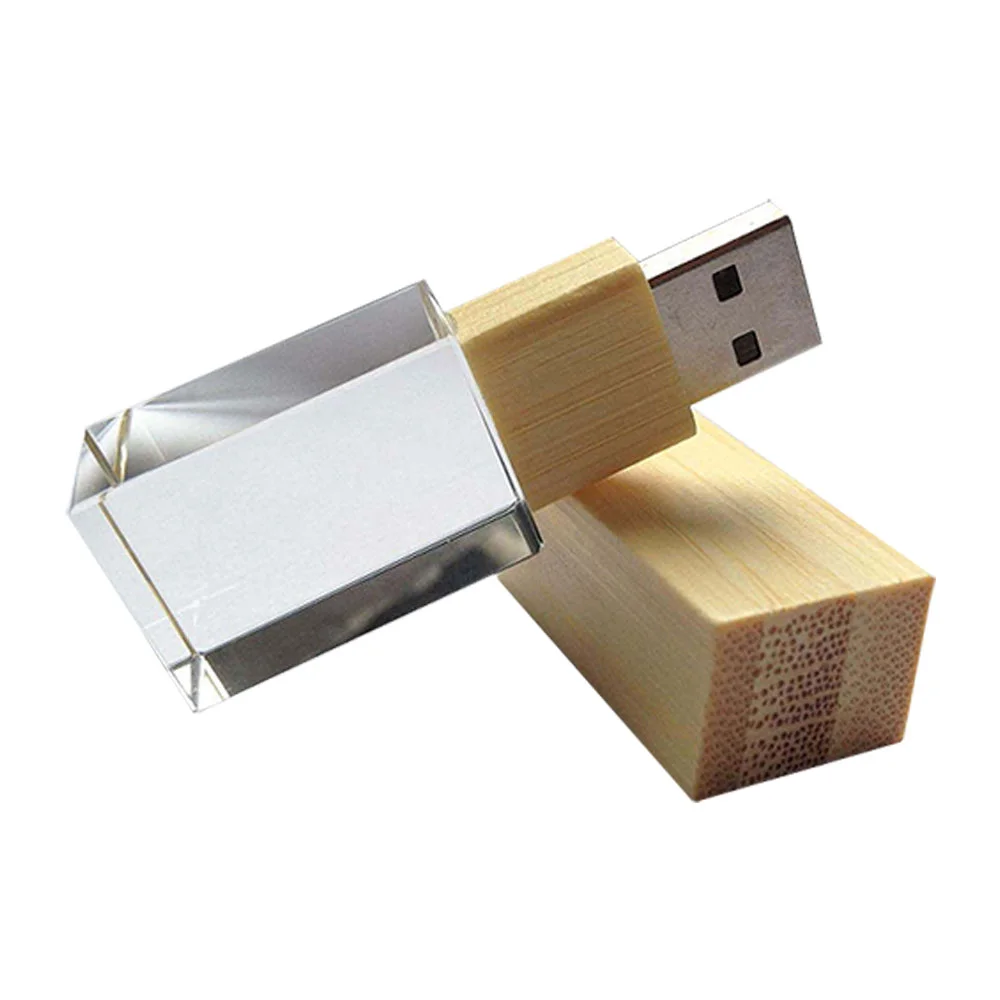 Флешка Стеклянная Кристалл Crystal Glass Wood W83 желтый 256 Гб - фото 2