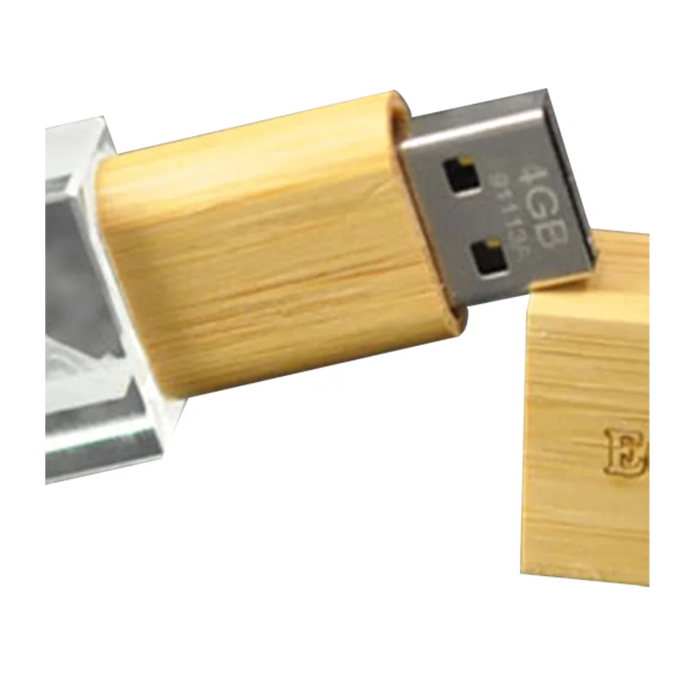 Флешка Стеклянная Кристалл Crystal Glass Wood W83 желтый 256 Гб - фото 4