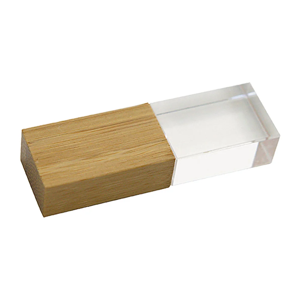 Флешка Стеклянная Кристалл Crystal Glass Wood W83 желтый 2 Гб - фото 3