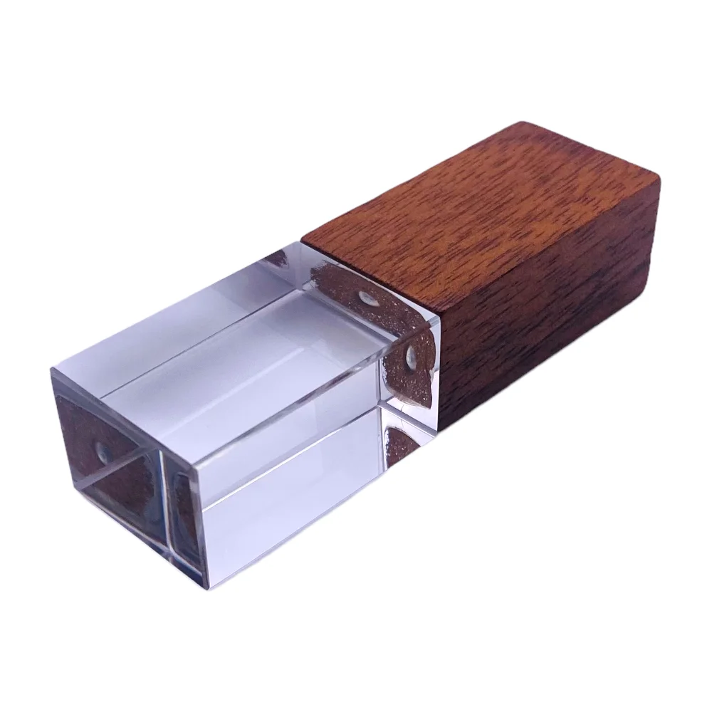 Флешка Стеклянная Кристалл Crystal Glass Wood W83 коричневый 64 Гб - фото 5