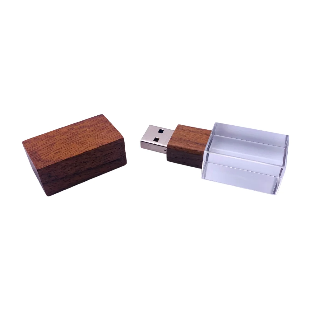 Флешка Стеклянная Кристалл Crystal Glass Wood W83 коричневый 64 Гб - фото 7