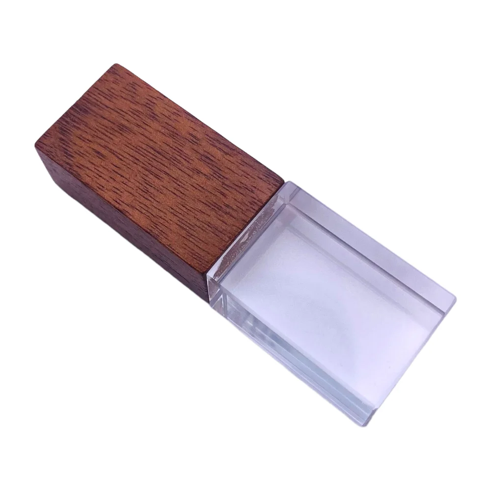 Флешка Стеклянная Кристалл \Crystal Glass Wood\ W83 коричневый 1 Гб - фото 2