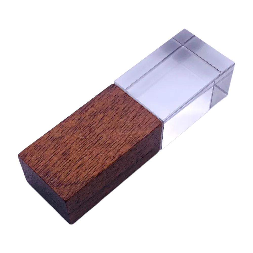 Флешка Стеклянная Кристалл Crystal Glass Wood W83 коричневый 2 Гб