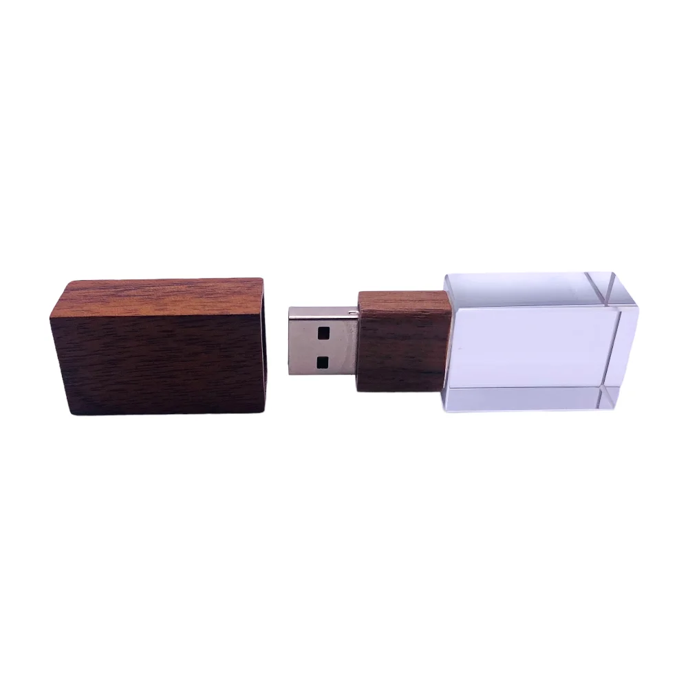 Флешка Стеклянная Кристалл \Crystal Glass Wood\ W83 коричневый 8 Гб - фото 6
