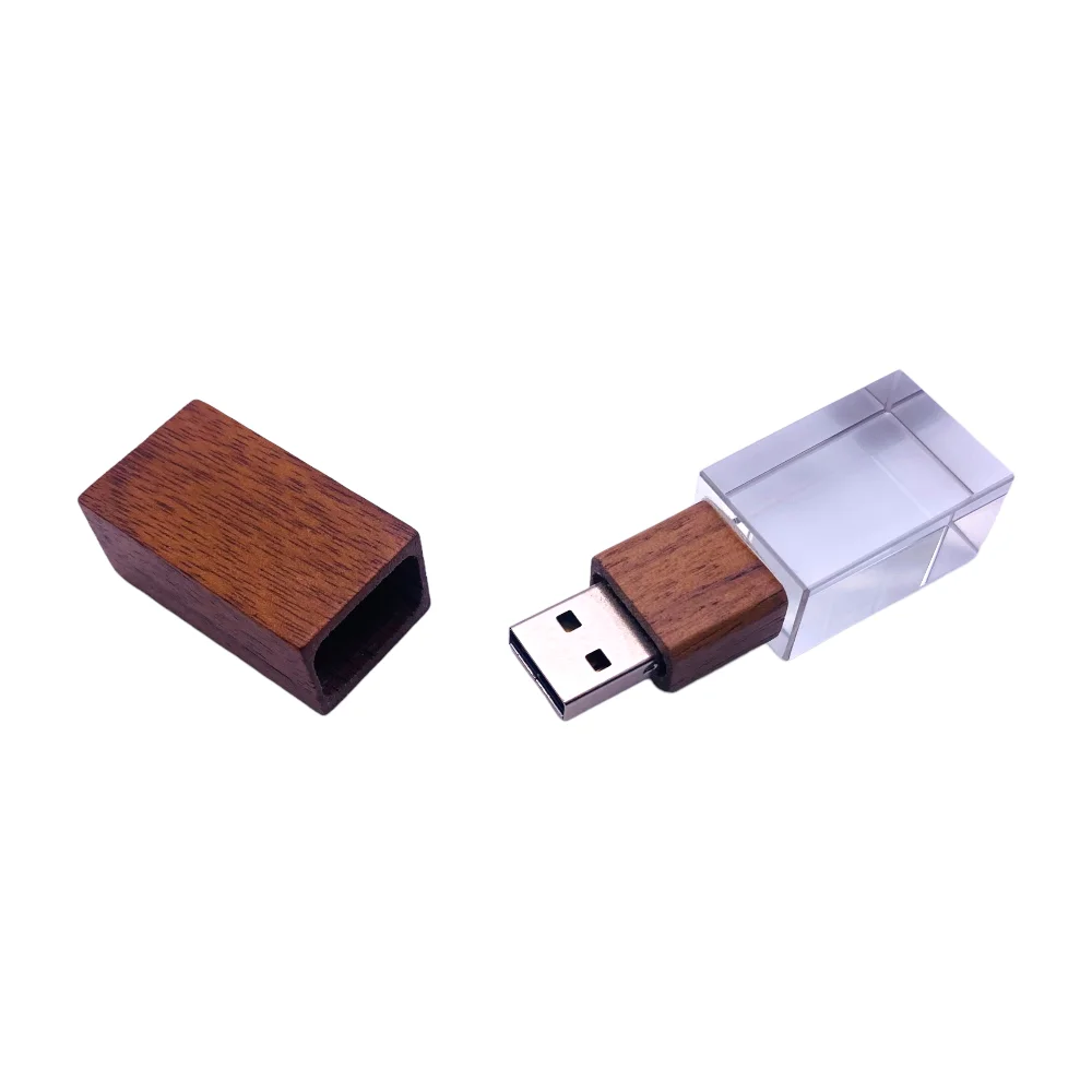 Флешка Стеклянная Кристалл Crystal Glass Wood W83 коричневый 32 Гб - фото 9
