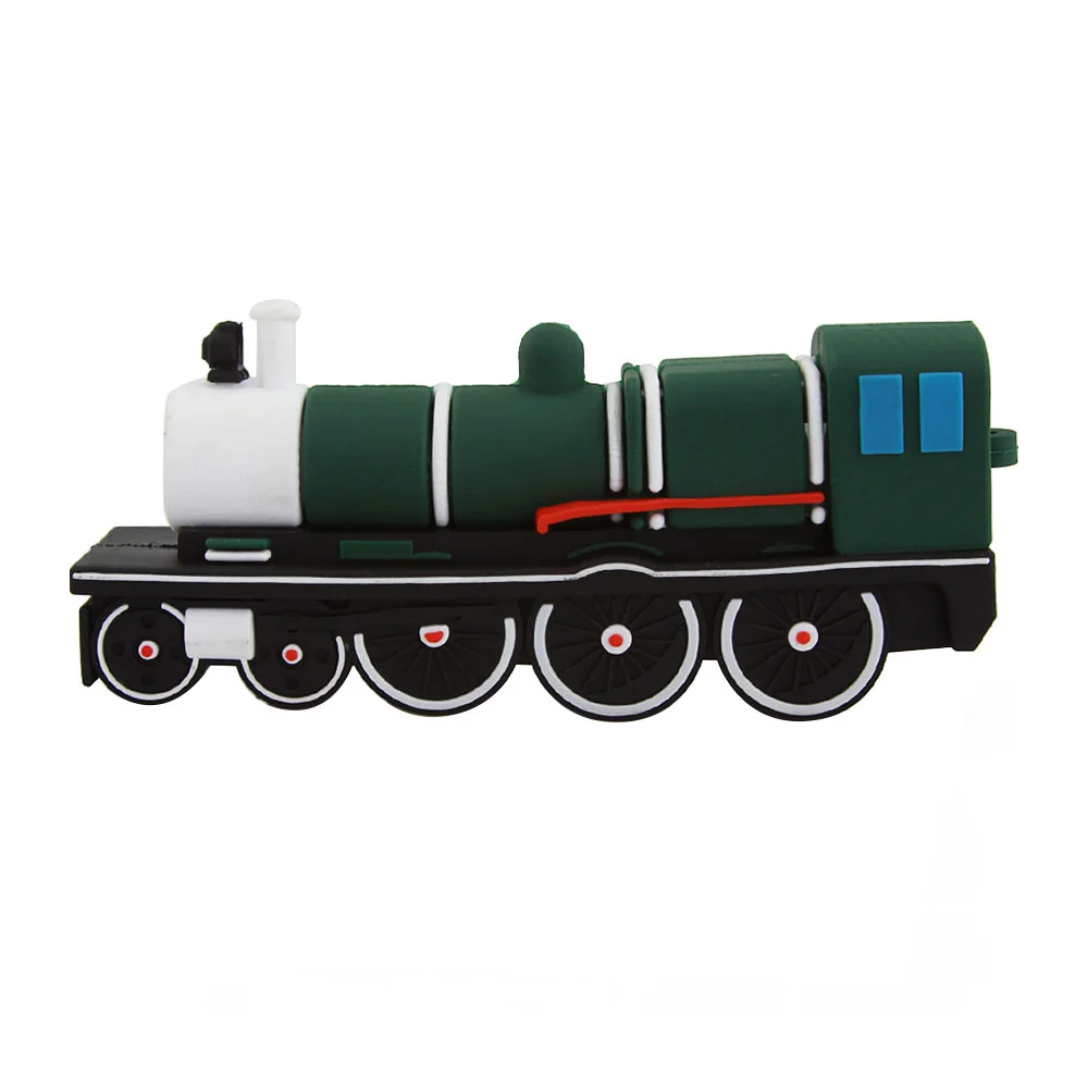 Флешка Резиновая Ретро Поезд Retro Train Q84 зеленый 8 Гб - фото 2