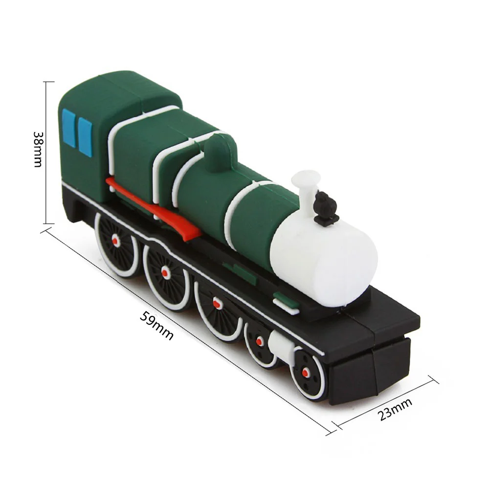 Флешка Резиновая Ретро Поезд Retro Train Q84 зеленый 16 Гб - фото 5