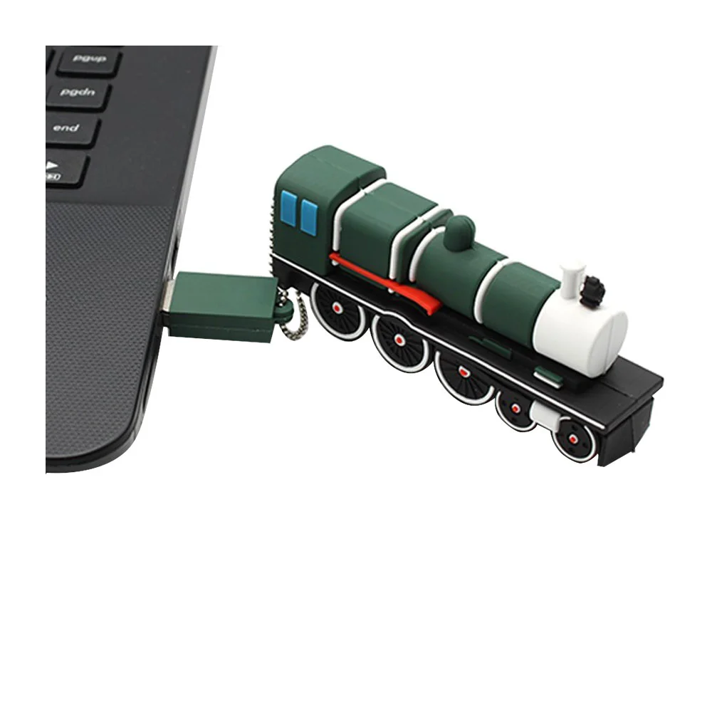 Флешка Резиновая Ретро Поезд Retro Train Q84 зеленый 64 Гб - фото 8