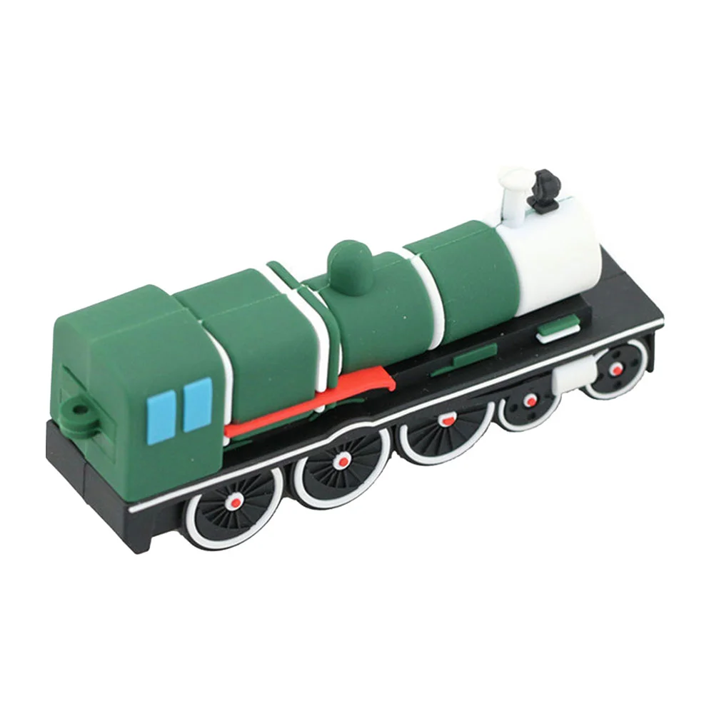 Флешка Резиновая Ретро Поезд Retro Train Q84 зеленый 2 Гб - фото 6