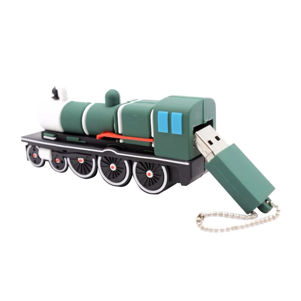 Флешка Резиновая Ретро Поезд Retro Train Q84 зеленый 2 Гб - фото 7