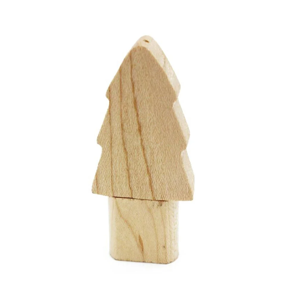 Флешка Деревянная Новогодняя Елка Christmas Tree F89 бежевая 4 Гб - фото 6