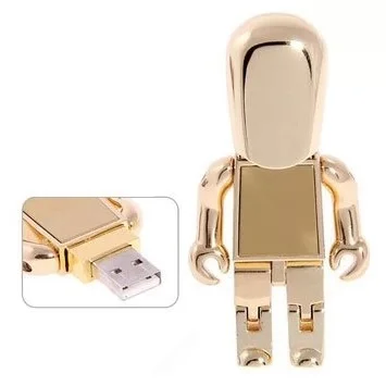 Флешка Металлическая Робот Robot R99 золотой 16 Гб - фото 4