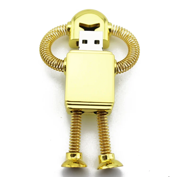 Флешка Металлическая Робот Robot R99 золотой 512 Гб - фото 1